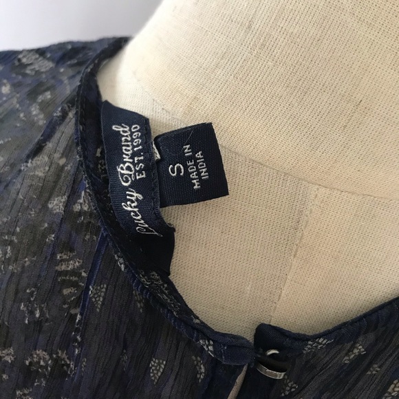 Lucky Brand Navy Print Boho Blouse, Size Small - Picture 4 of 5